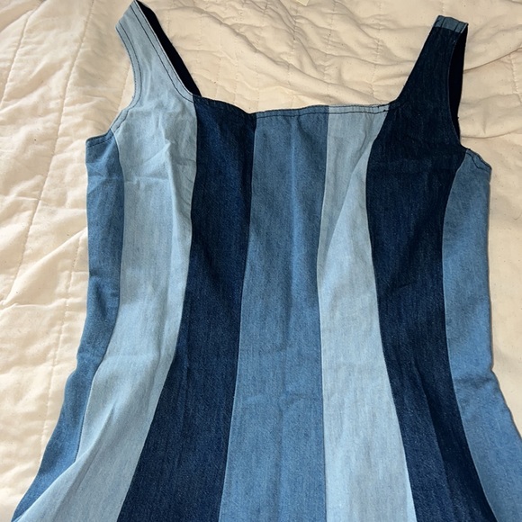 *Farm Rio* Colorblock Denim Midi Dress, Small - Picture 5 of 12